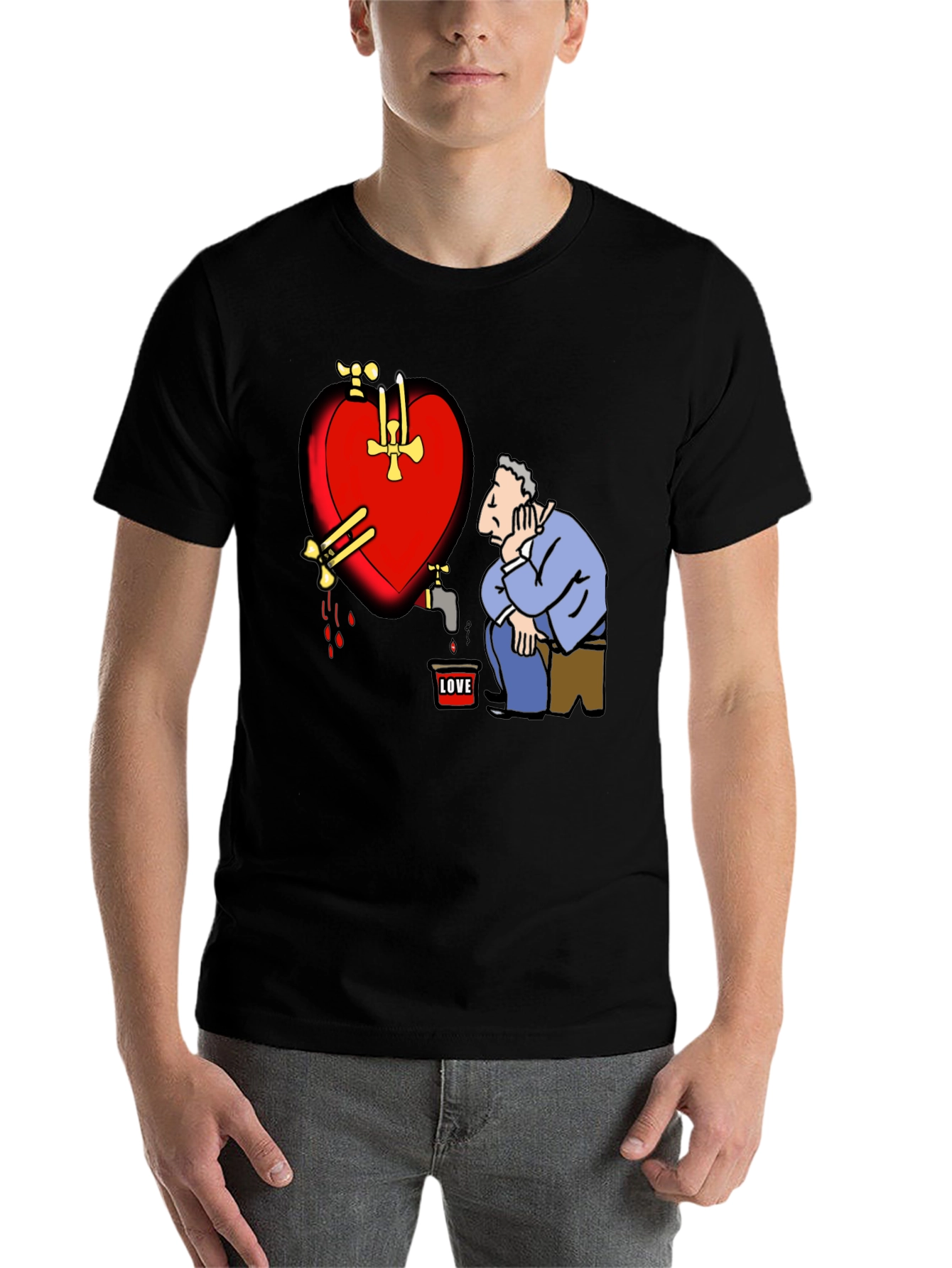 Black Sad Heart T-Shirt - Graphic Novelty Tee view 7