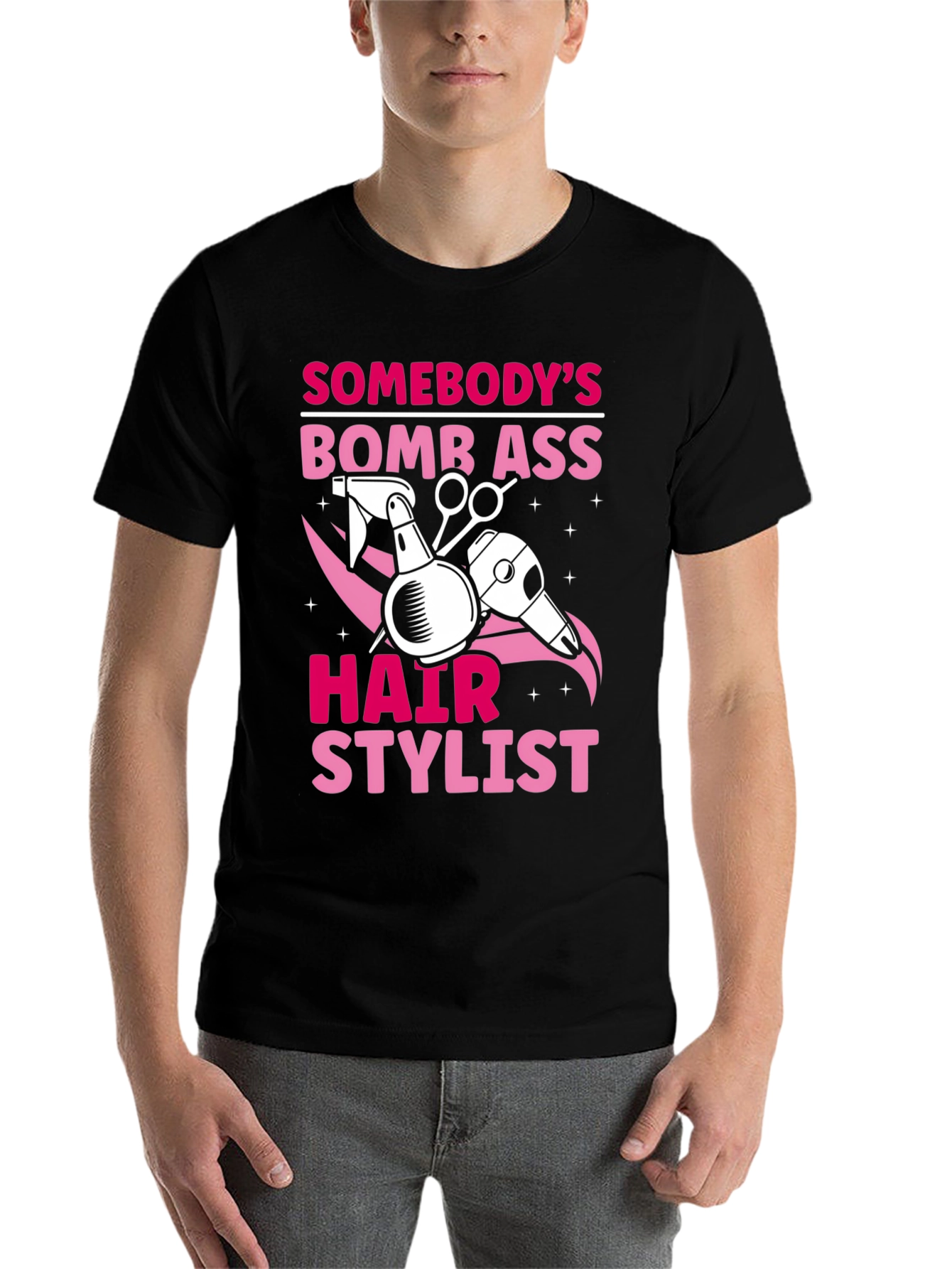Black Bomb Ass Hair Stylist T-Shirt view 7