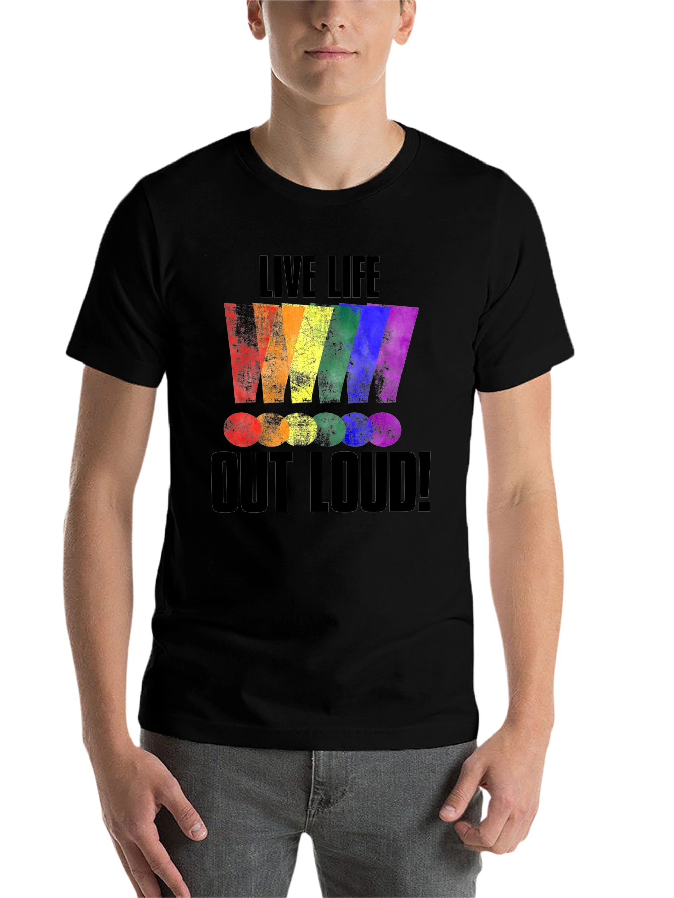 Black Live Life Out Loud Rainbow Graphic T-Shirt view 7