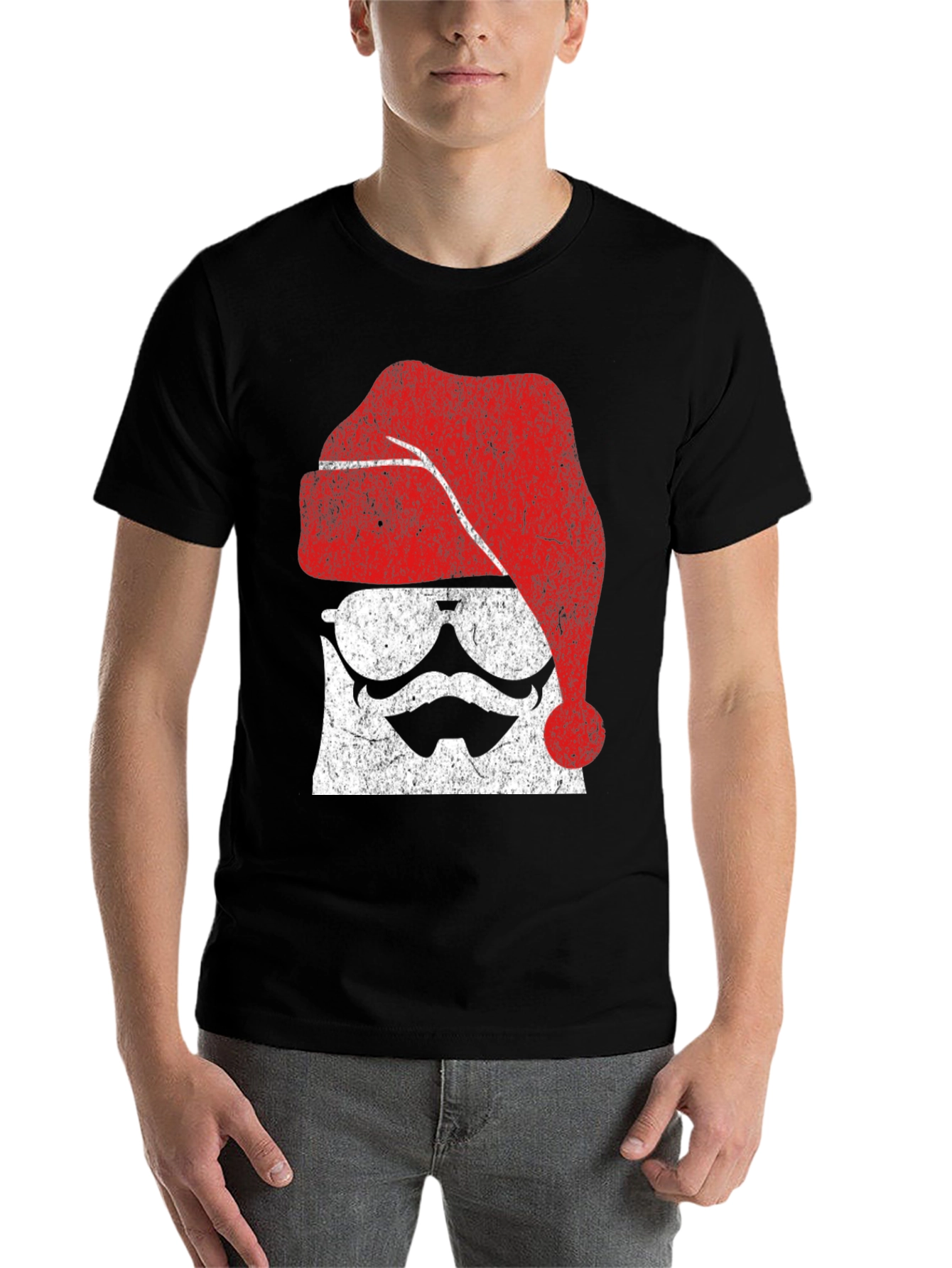 Black Festive Santa Stormtrooper Graphic Tee view 7