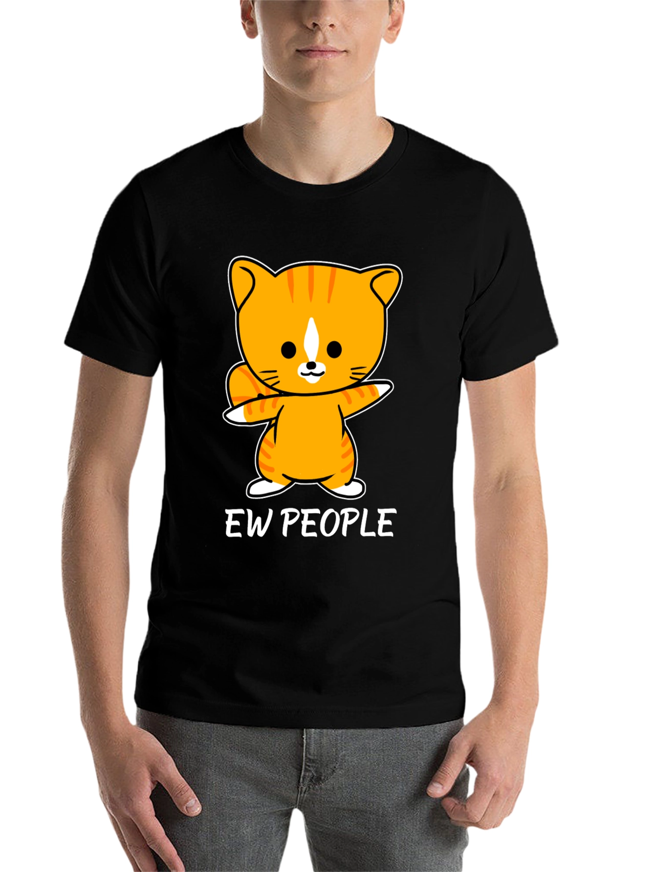 Black Ew People Cat Graphic Tee - Funny T-Shirt view 7