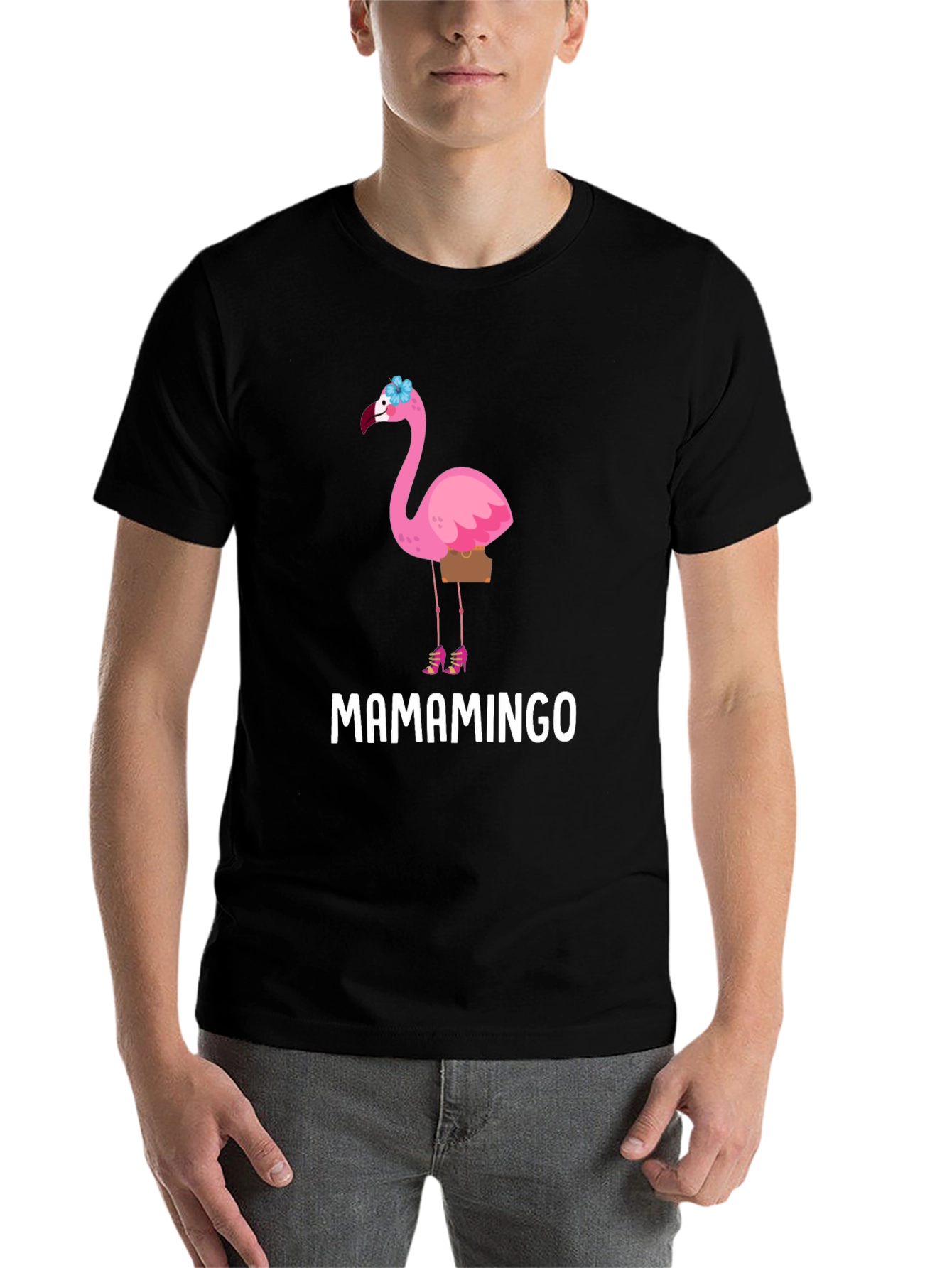 Black Mamamingo T-Shirt - Flamingo Graphic Tee view 7