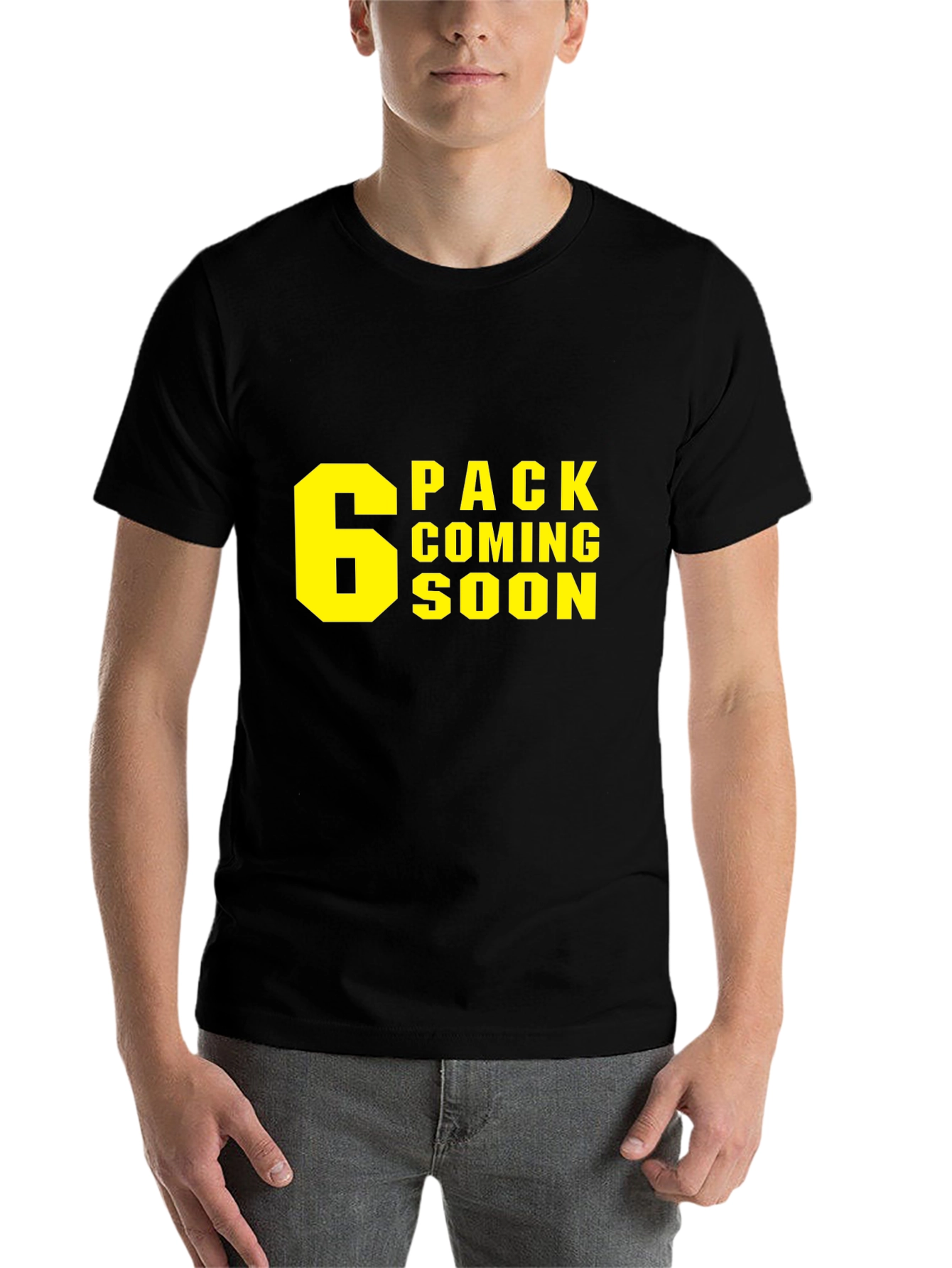 Black 6 Pack Coming Soon T-Shirt - Gym Humor view 7