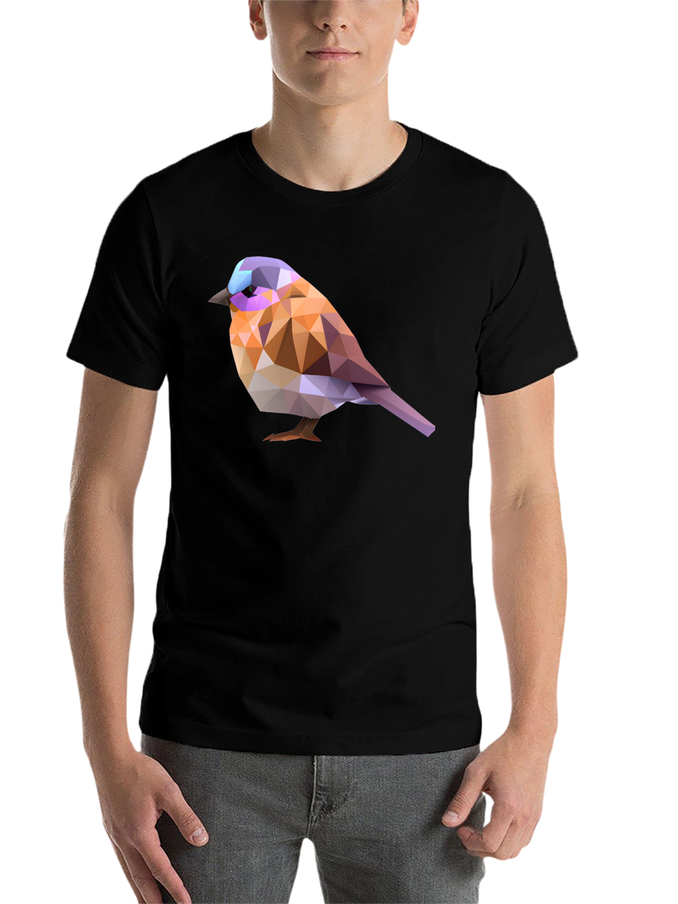 Black Geometric Bird T-Shirt - Abstract Art Tee view 7