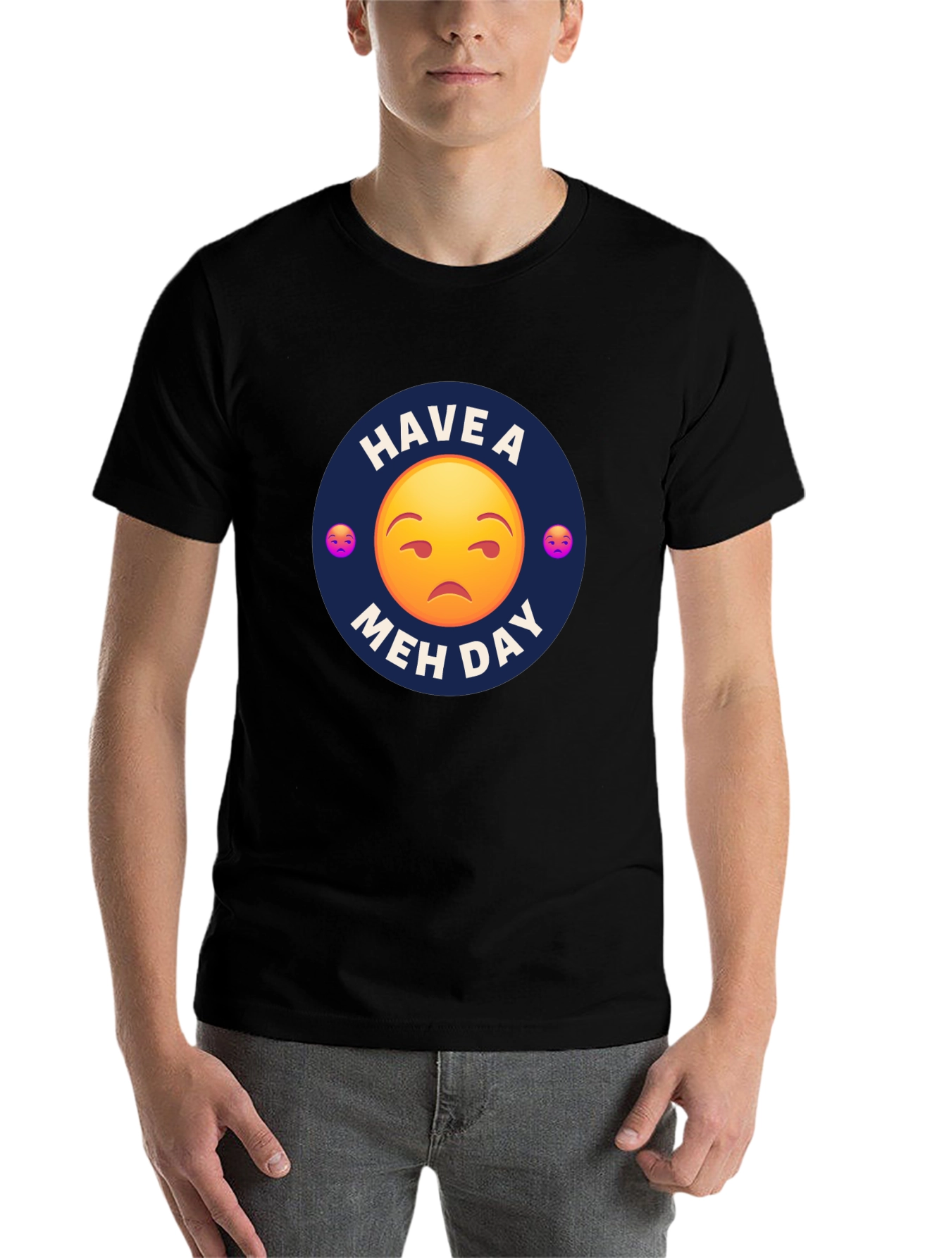 Black Have a Meh Day T-Shirt - Unisex Black Tee view 7