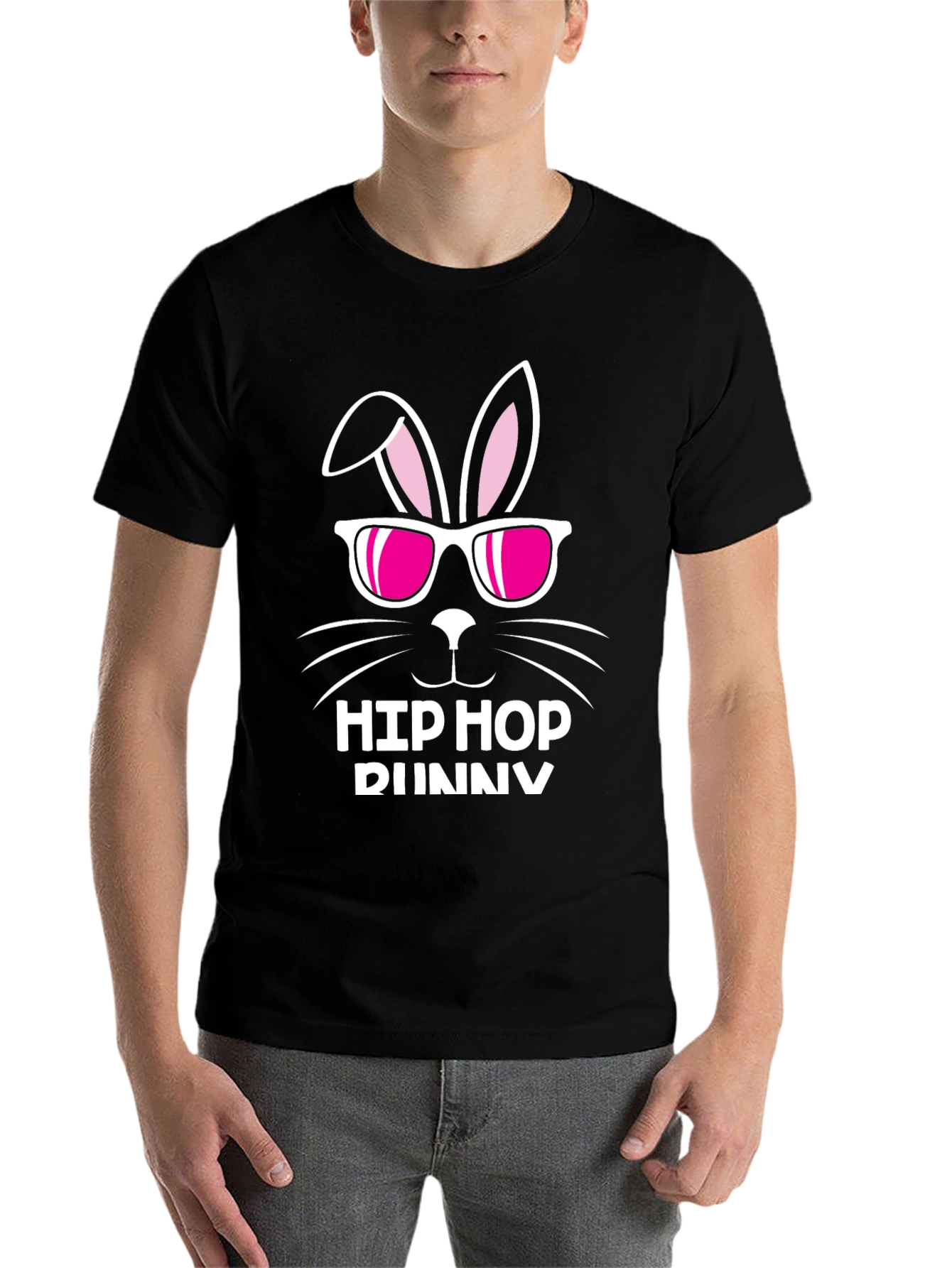 Black Hip Hop Bunny T-Shirt: Cool Easter Style view 7