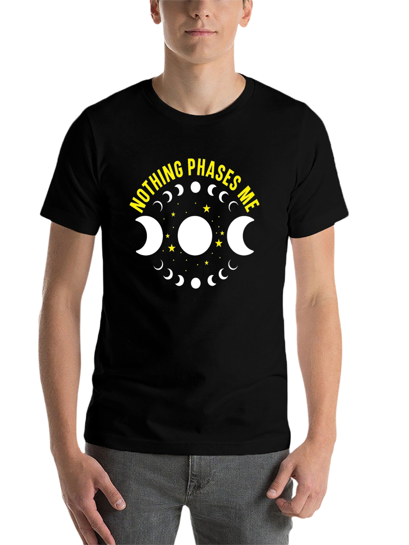 Black Nothing Phases Me T-Shirt, Moon Phases Graphic Tee view 7