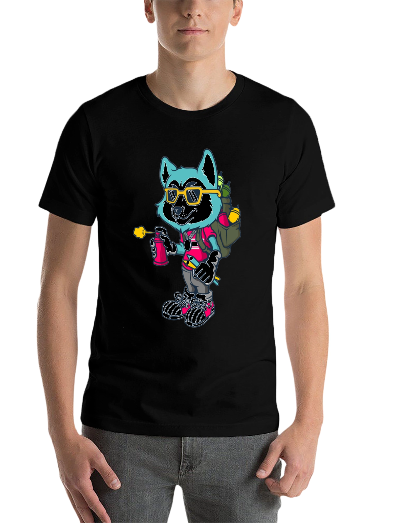 Black Cool Raccoon Graphic Tee view 7