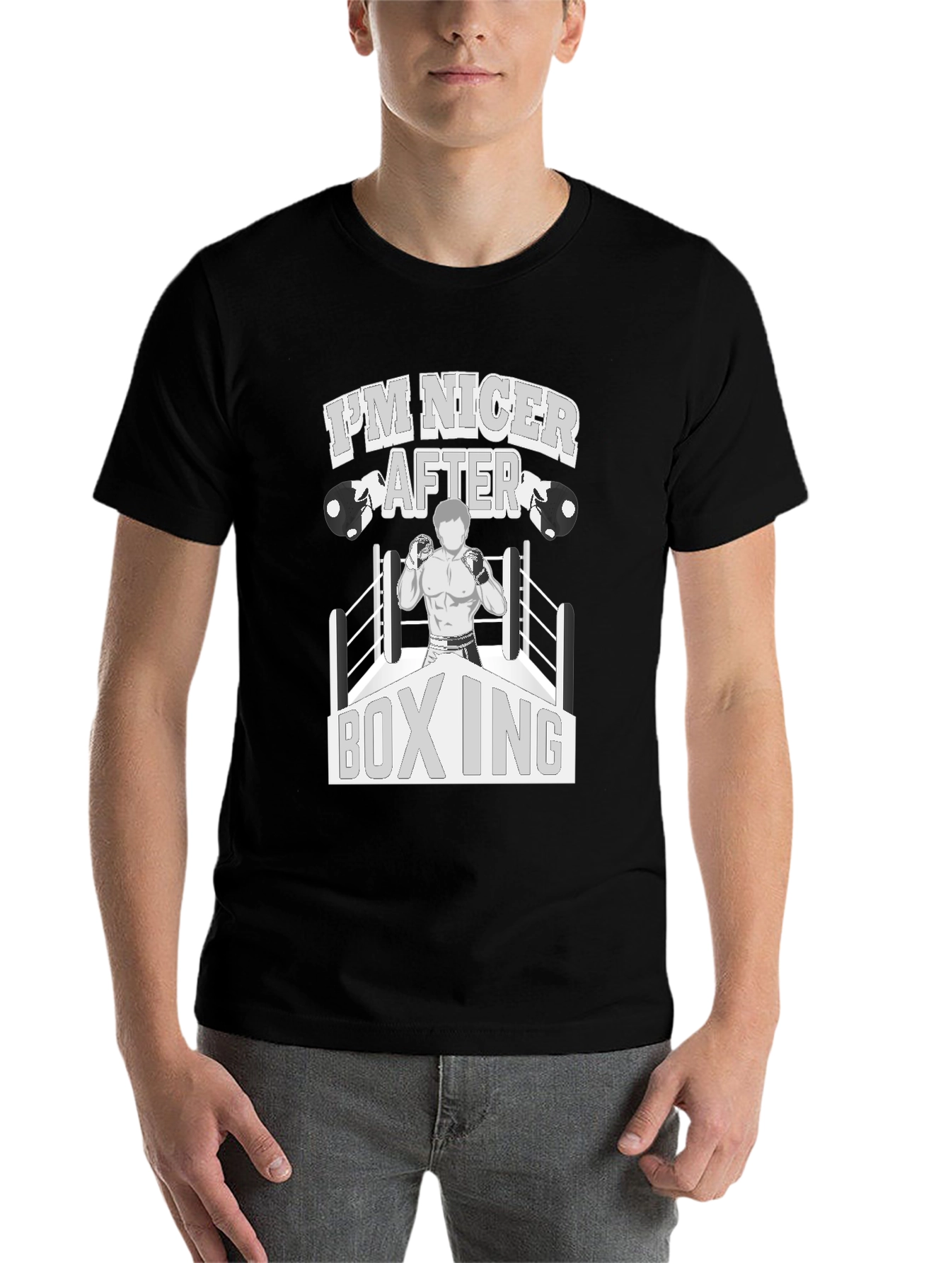 Black I'm Nicer After Boxing Graphic T-Shirt view 7