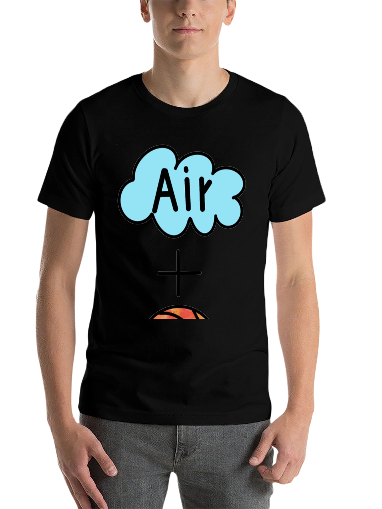 Black Air Plus Fire Graphic Tee - Black Cotton T-Shirt view 7