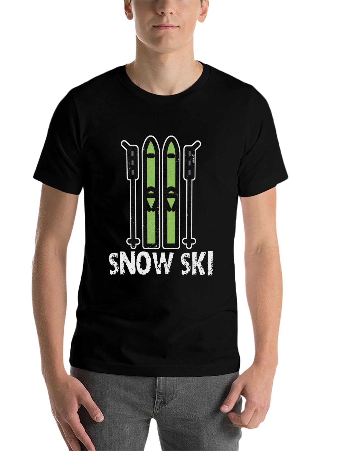 Black Snow Ski Graphic Tee - Winter Sports T-Shirt view 7