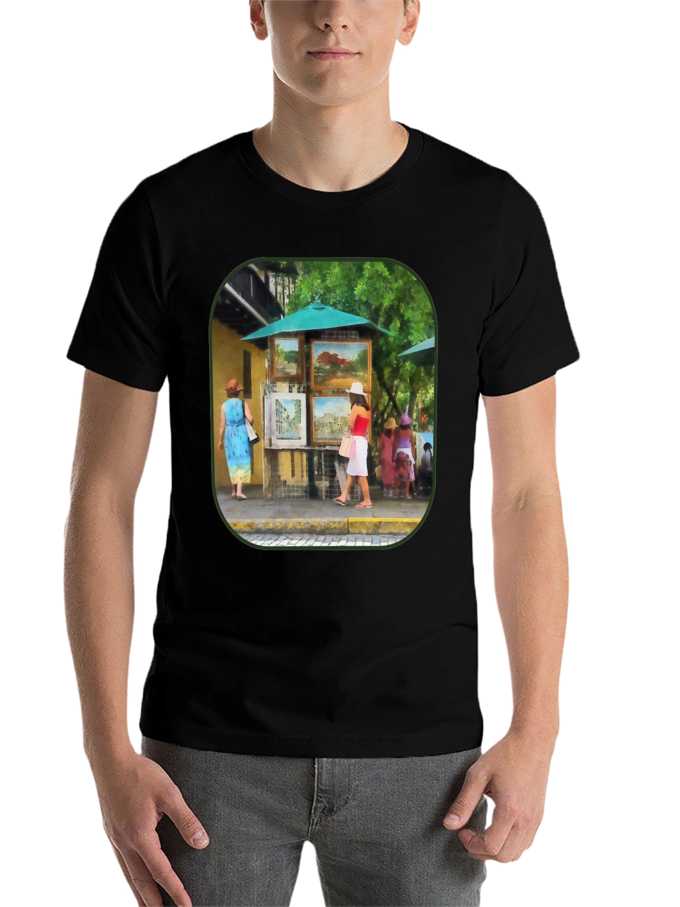 Black Art Gallery T-Shirt - Black, Unique Design view 7