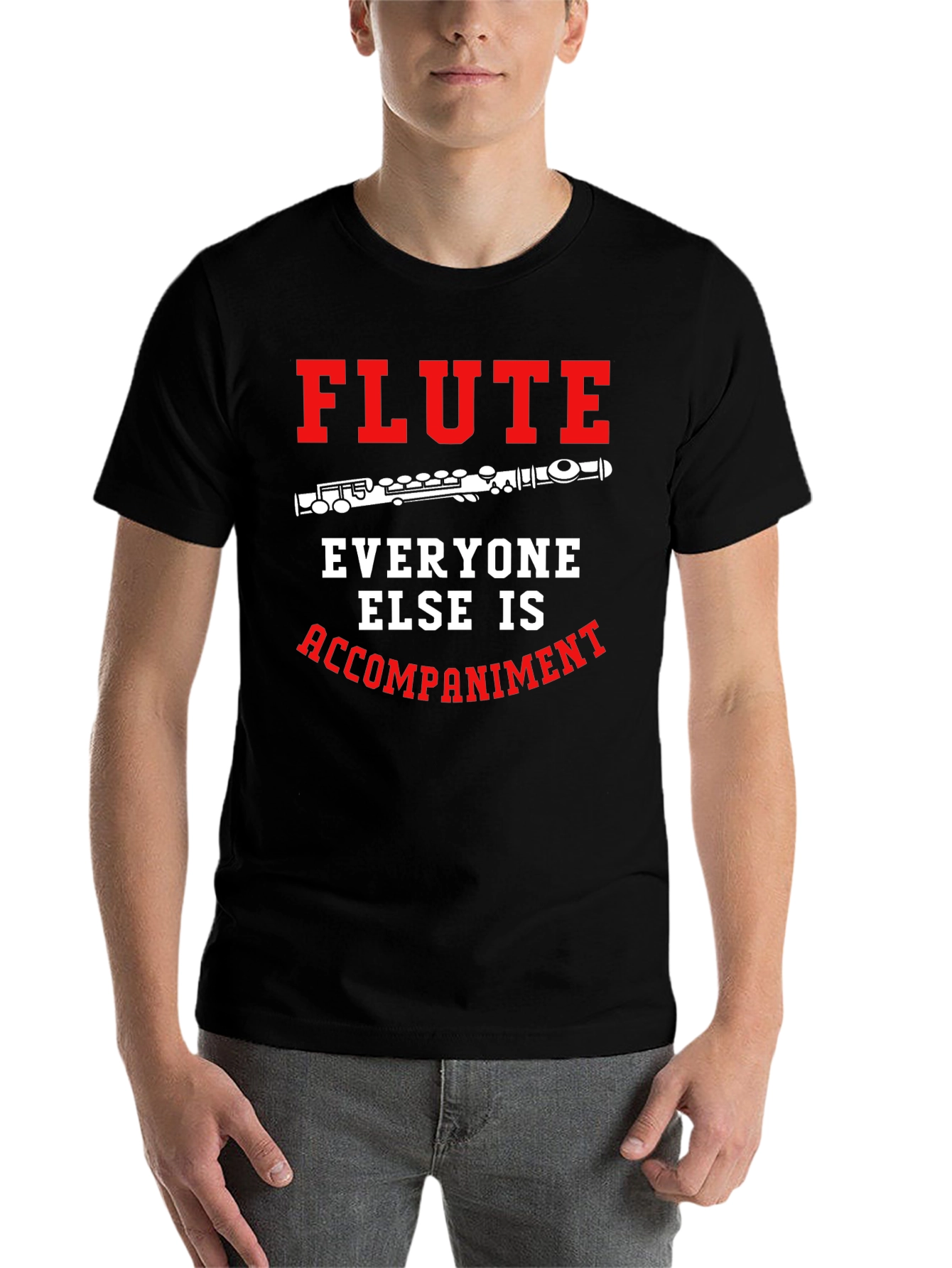 Black Flute Player T-Shirt: Everyone Else Accompaniment view 7