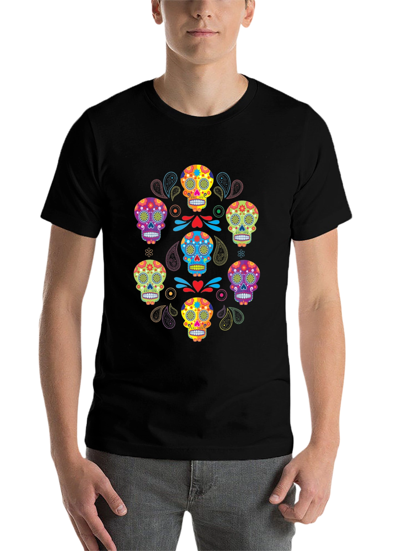 Black Sugar Skull T-Shirt - Day of the Dead view 7
