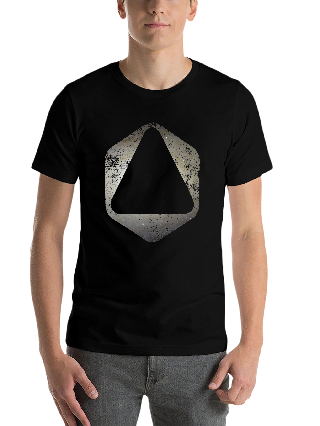 Black Geometric Graphic Print Black T-Shirt view 7
