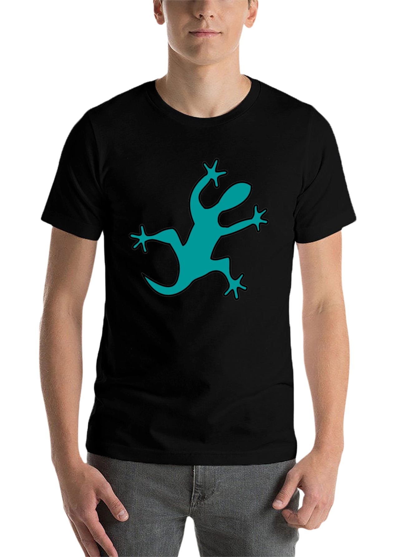 Black Cool Gecko Graphic Black T-Shirt view 7