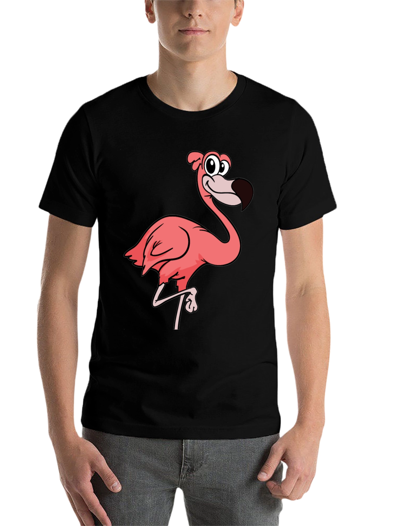 Black Flamingo Graphic Tee - Black Cotton T-Shirt view 7