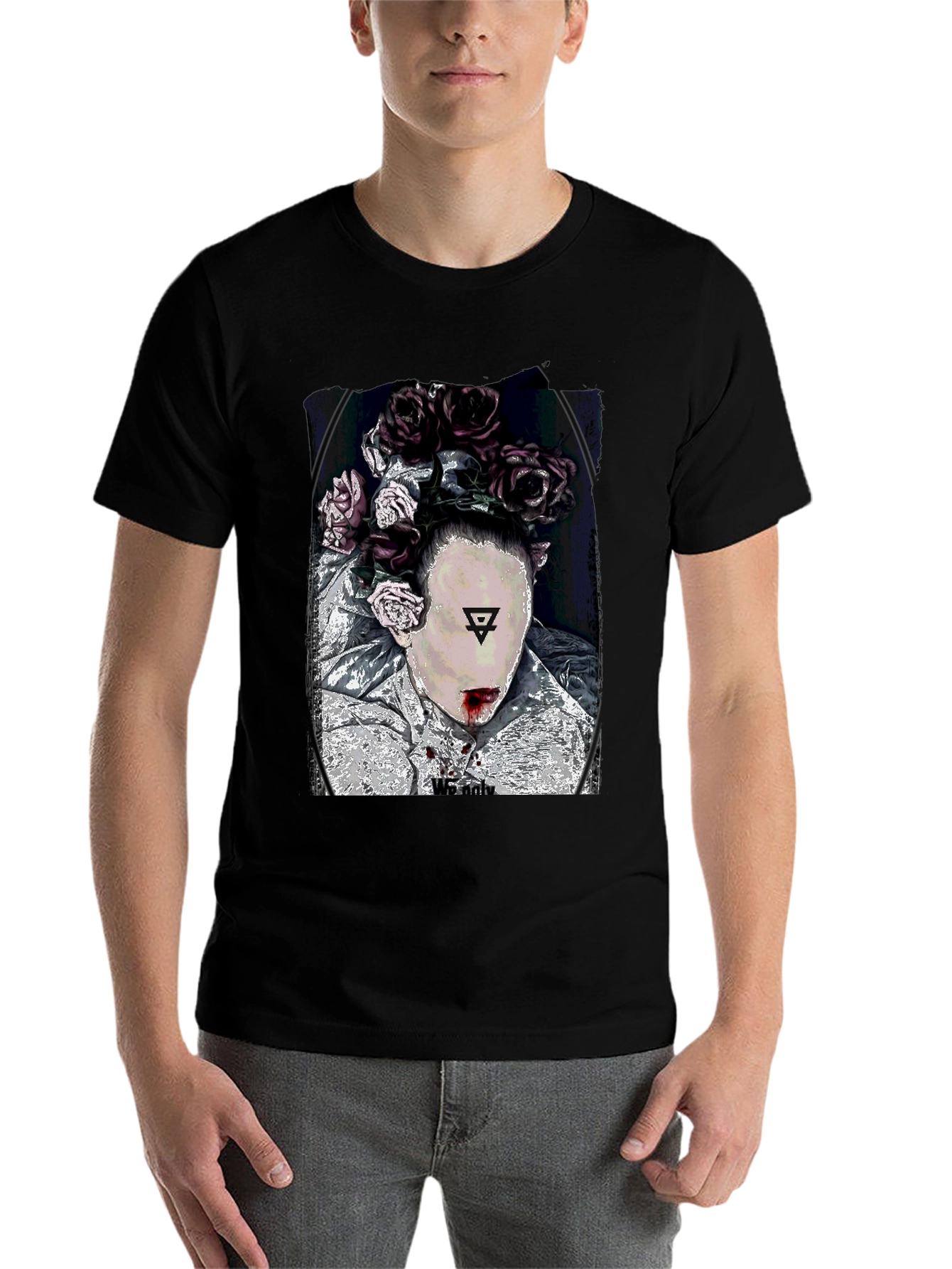 Black Floral Crown Graphic Black T-Shirt view 7