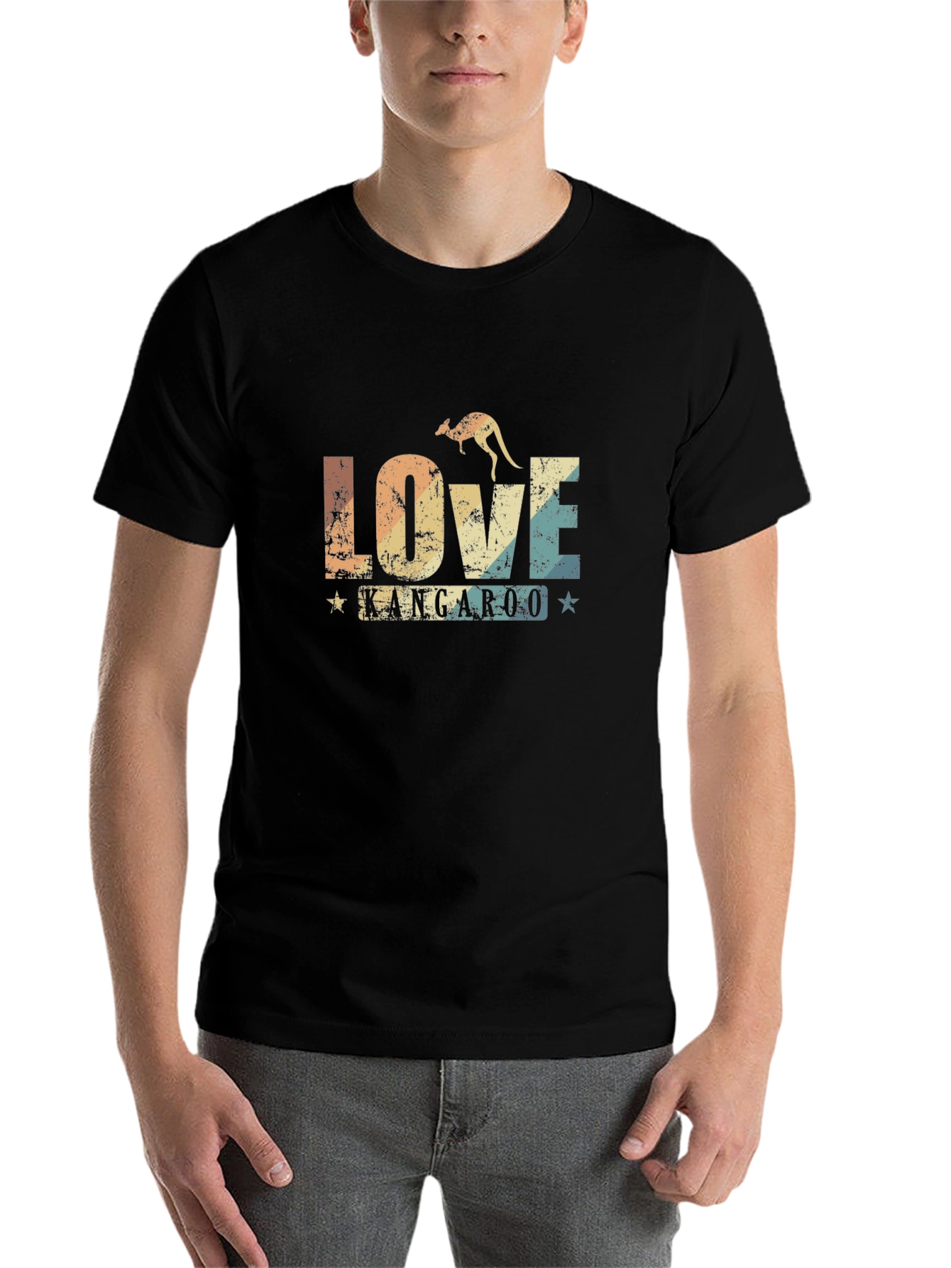 Black Love Kangaroo Retro Graphic T-Shirt view 7