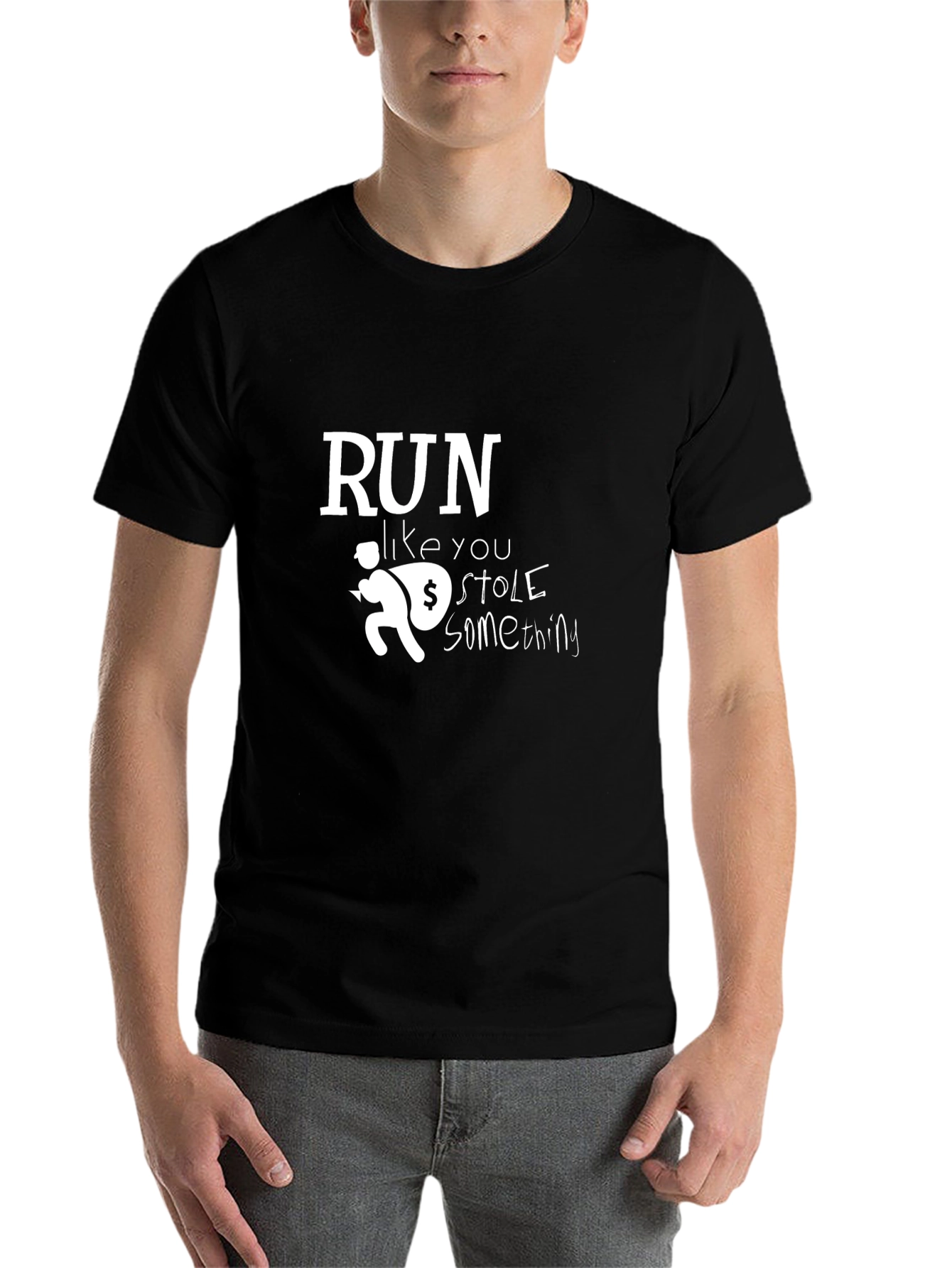 Black Run Like You Stole Something Graphic Tee view 7