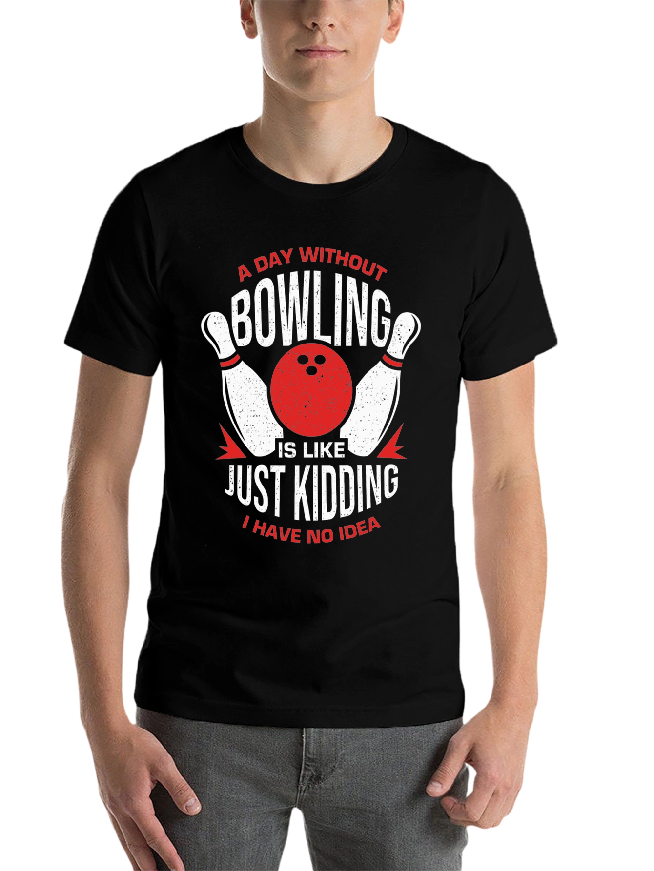 Black Funny Bowling T-Shirt: A Day Without Bowling view 7
