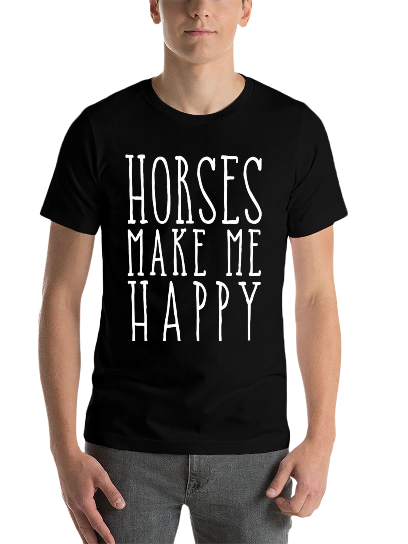 Black Horses Make Me Happy T-Shirt | Equine Lover Tee view 7