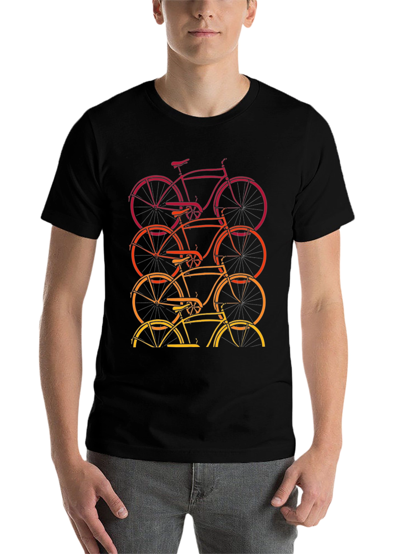 Black Retro Bike Stack Graphic Tee view 7