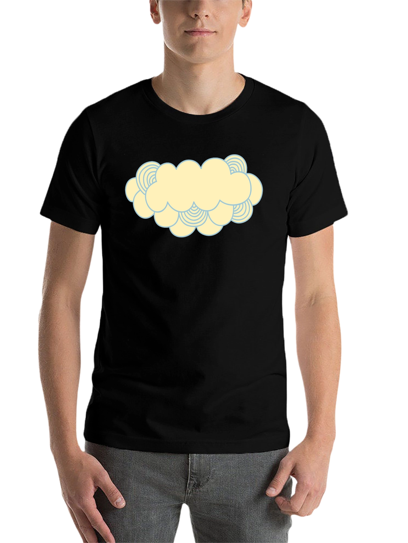 Black Cartoon Cloud Graphic Print T-Shirt view 7