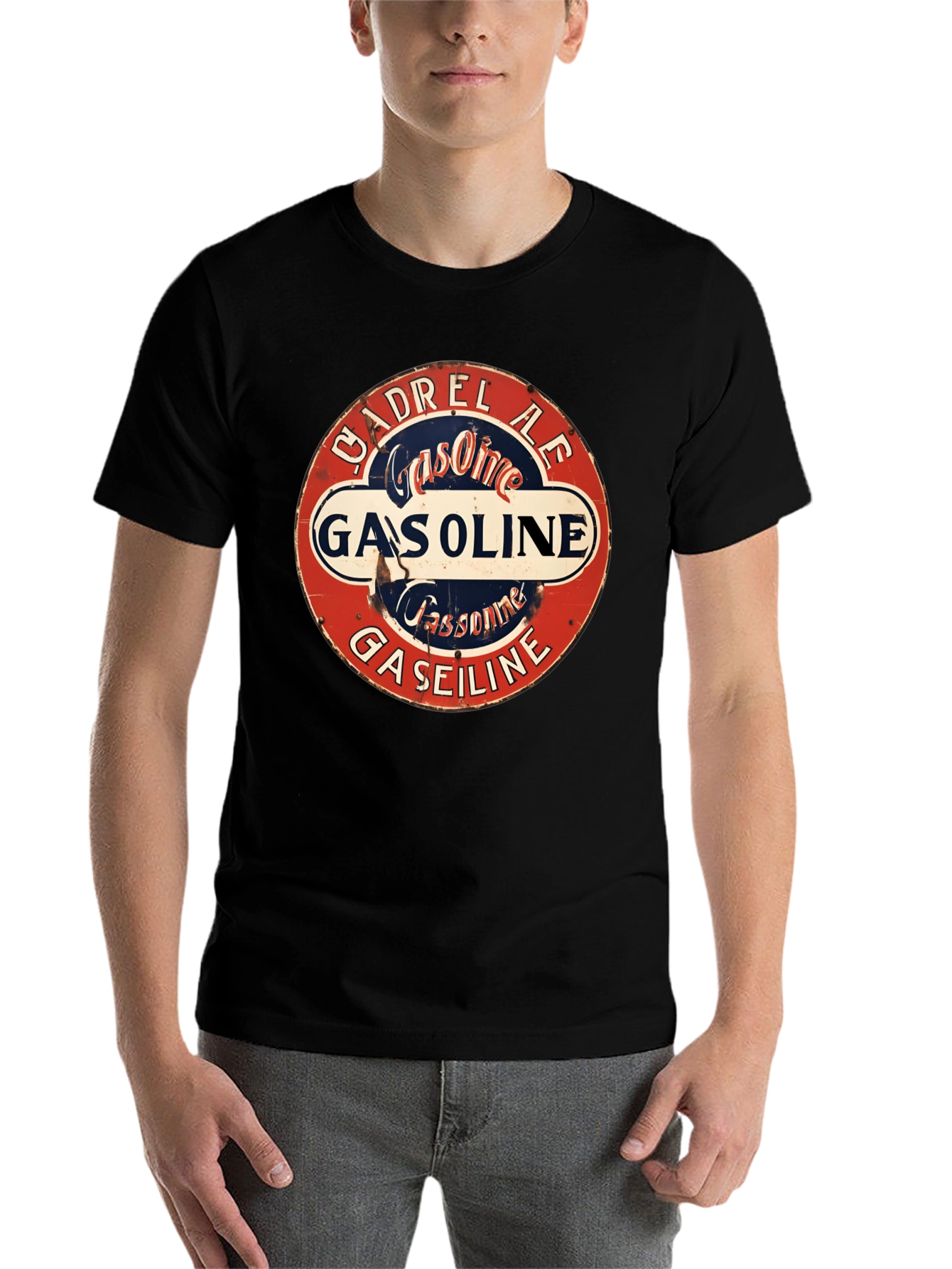 Black Vintage CADREL AE Gasoline Graphic T-Shirt view 7