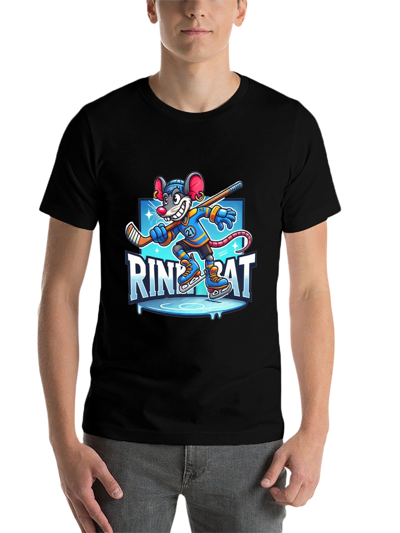 Black Rink Rat Hockey T-Shirt view 7