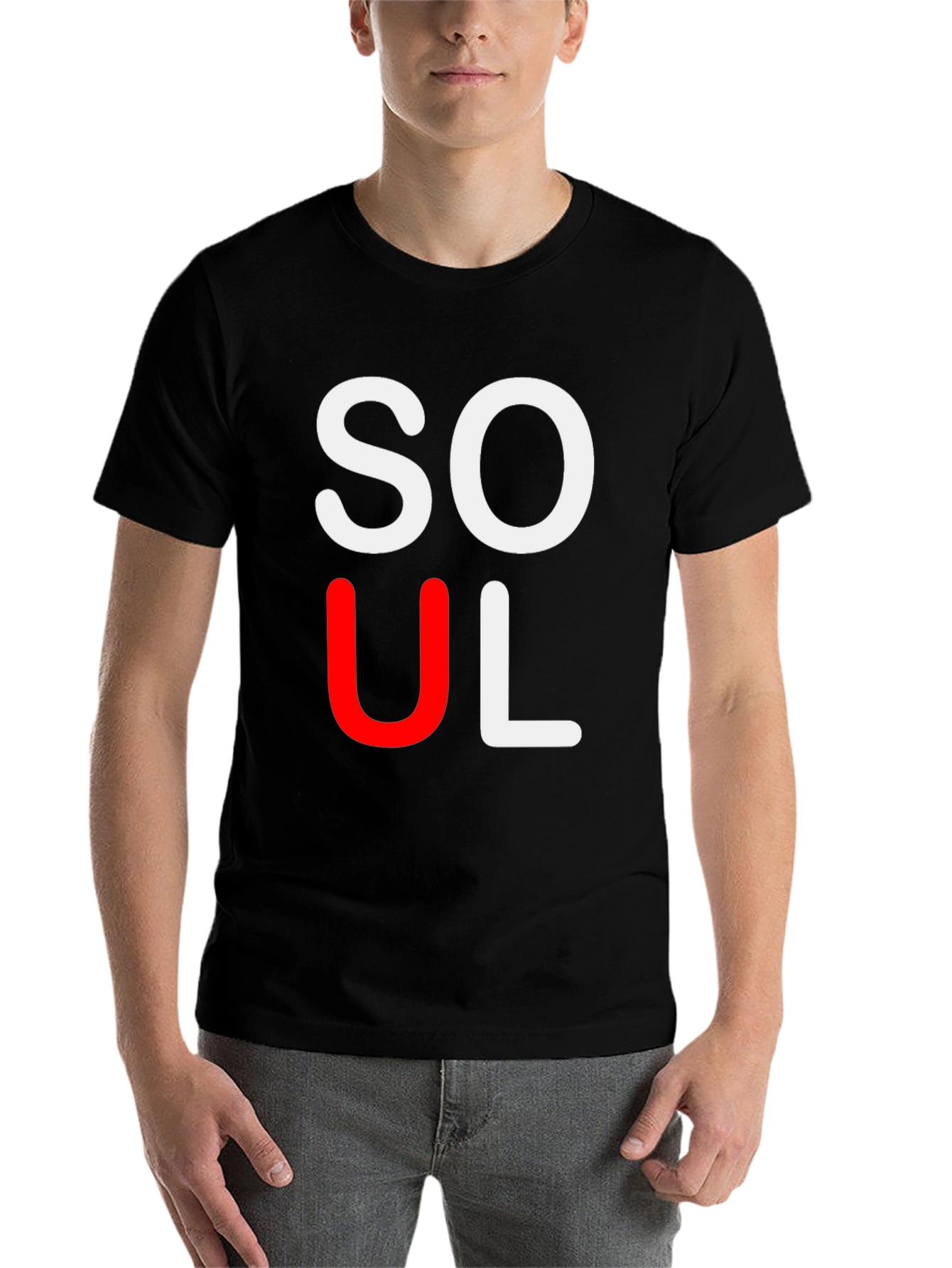 Black Stylish "SOUL" Graphic Tee - Black view 7
