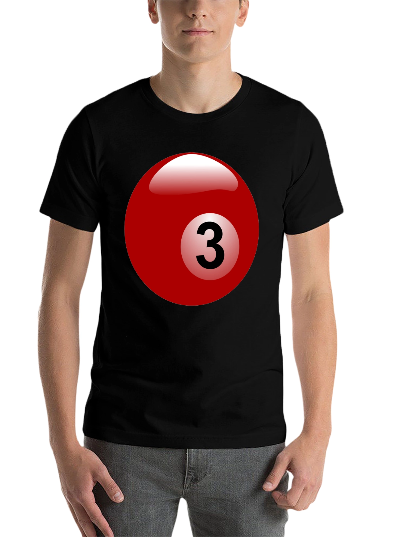 Black Billiard Ball #3 Graphic T-Shirt - Cool Casual Tee view 7