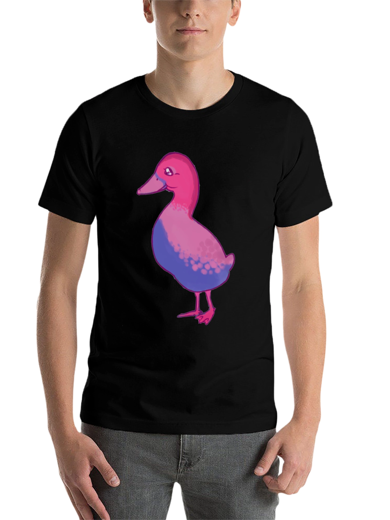 Black Bisexual Pride Duck T-Shirt - Black Cotton Blend view 7