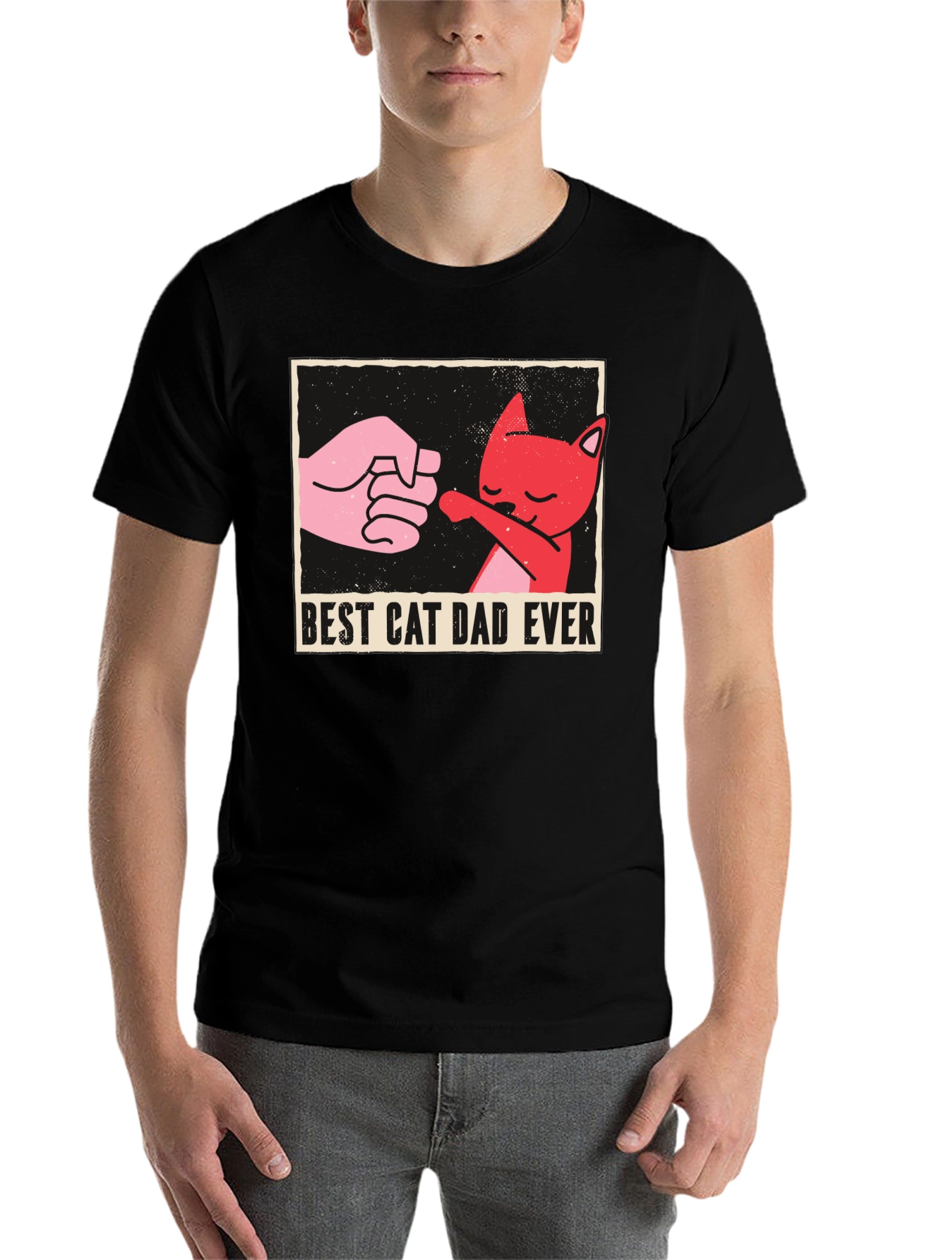 Black Best Cat Dad Ever Graphic Tee - Fun Novelty Shirt view 7