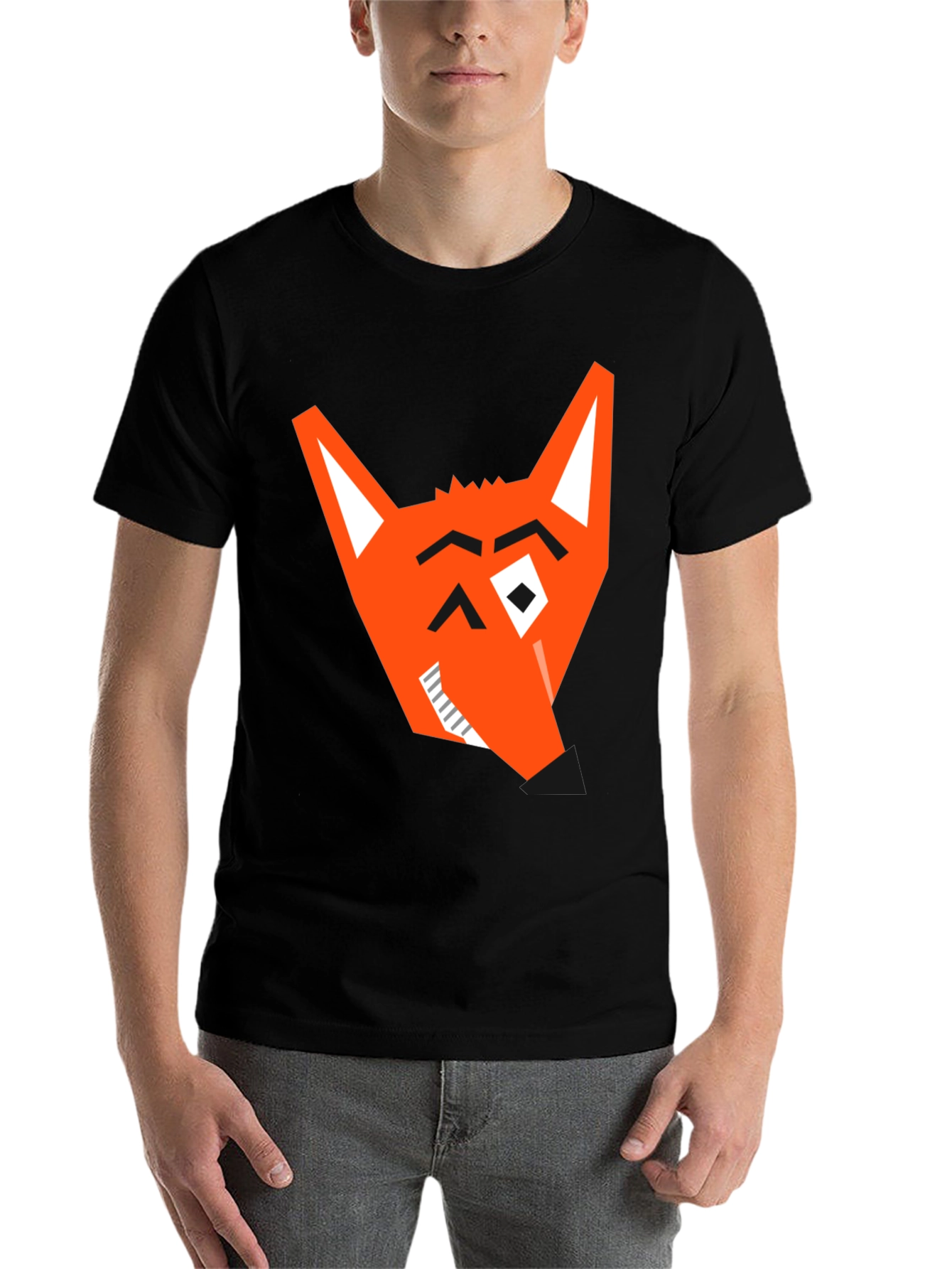 Geometric Fox Graphic Tee - Modern Black T-Shirt - 7