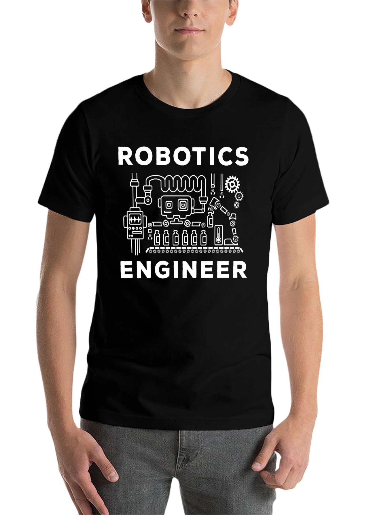 Black Robotics Engineer Graphic Tee - Black Cotton Shirt view 7