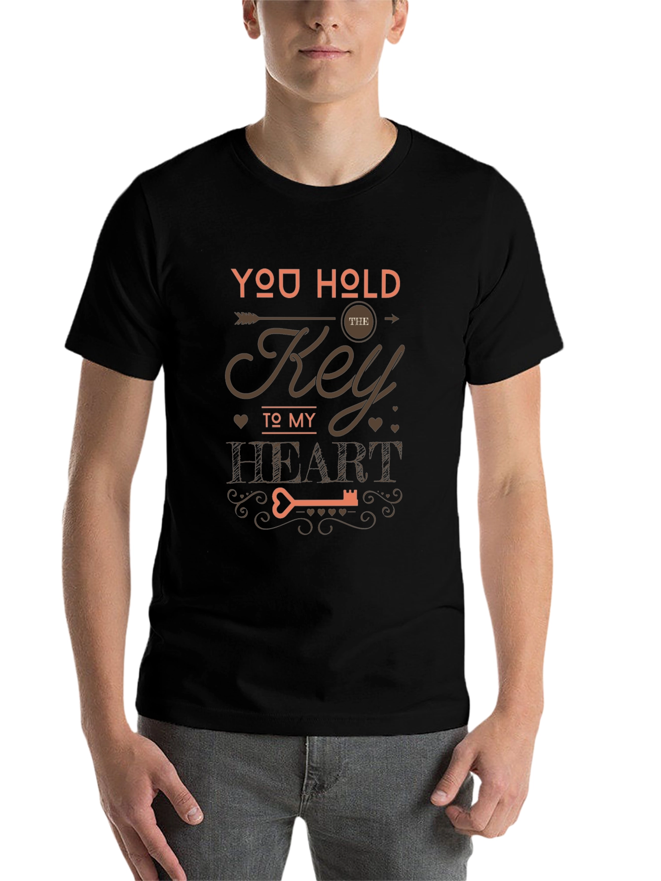 Black You Hold the Key to My Heart T-Shirt view 7