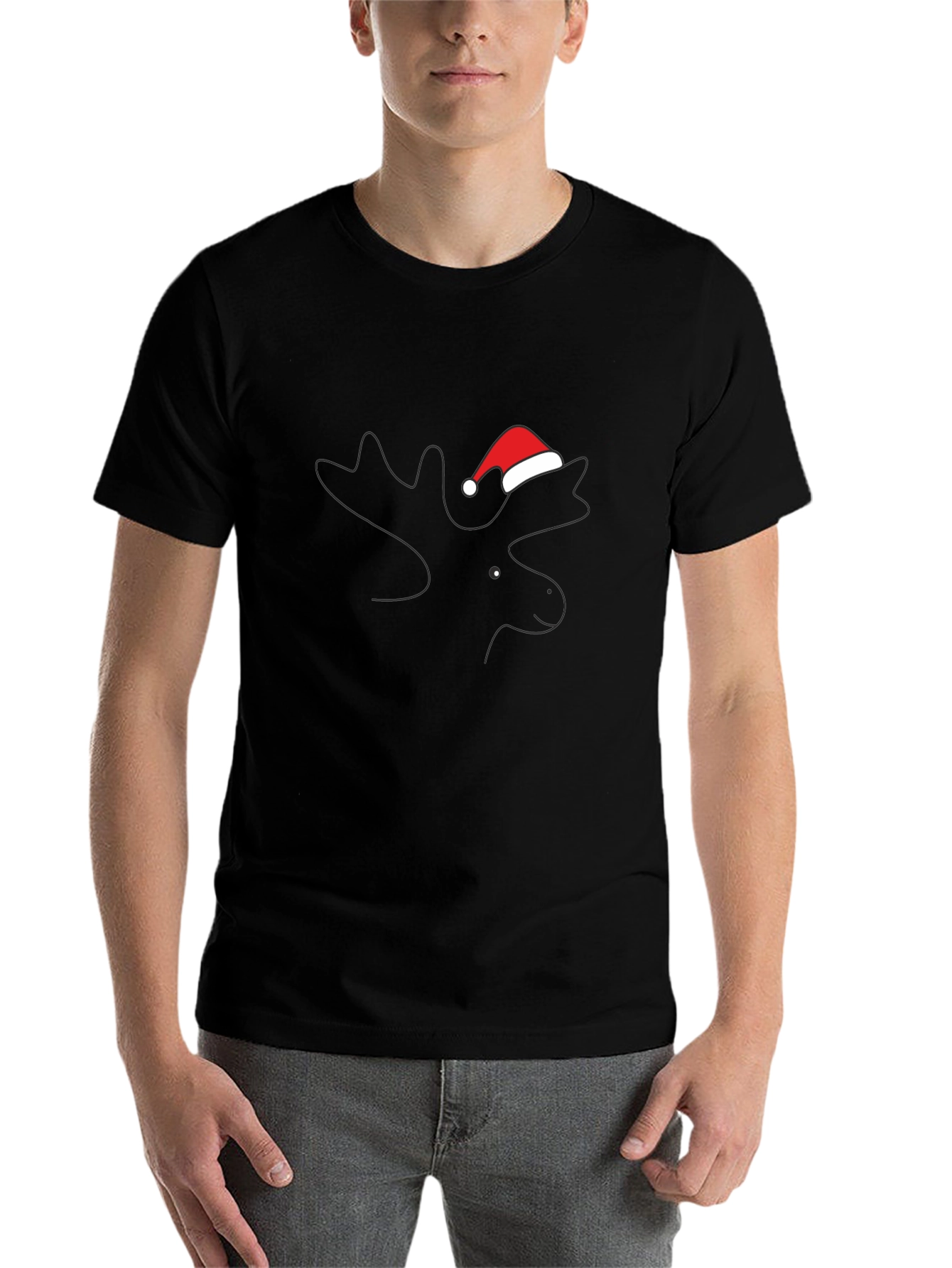 Black Festive Moose Tee - Holiday Style view 7