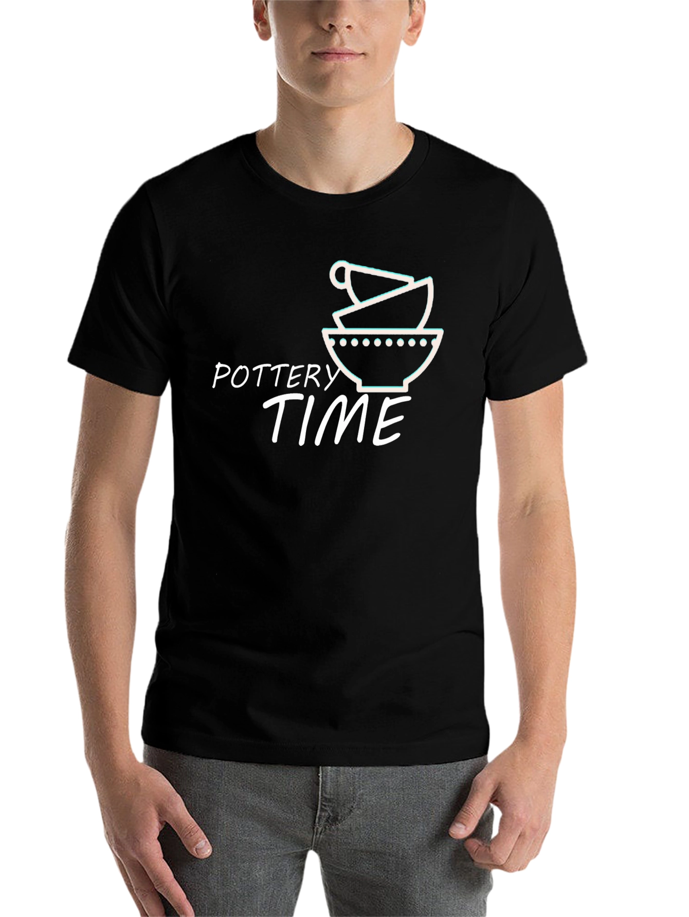 Black Pottery Time Graphic Tee - Black Cotton T-Shirt view 7