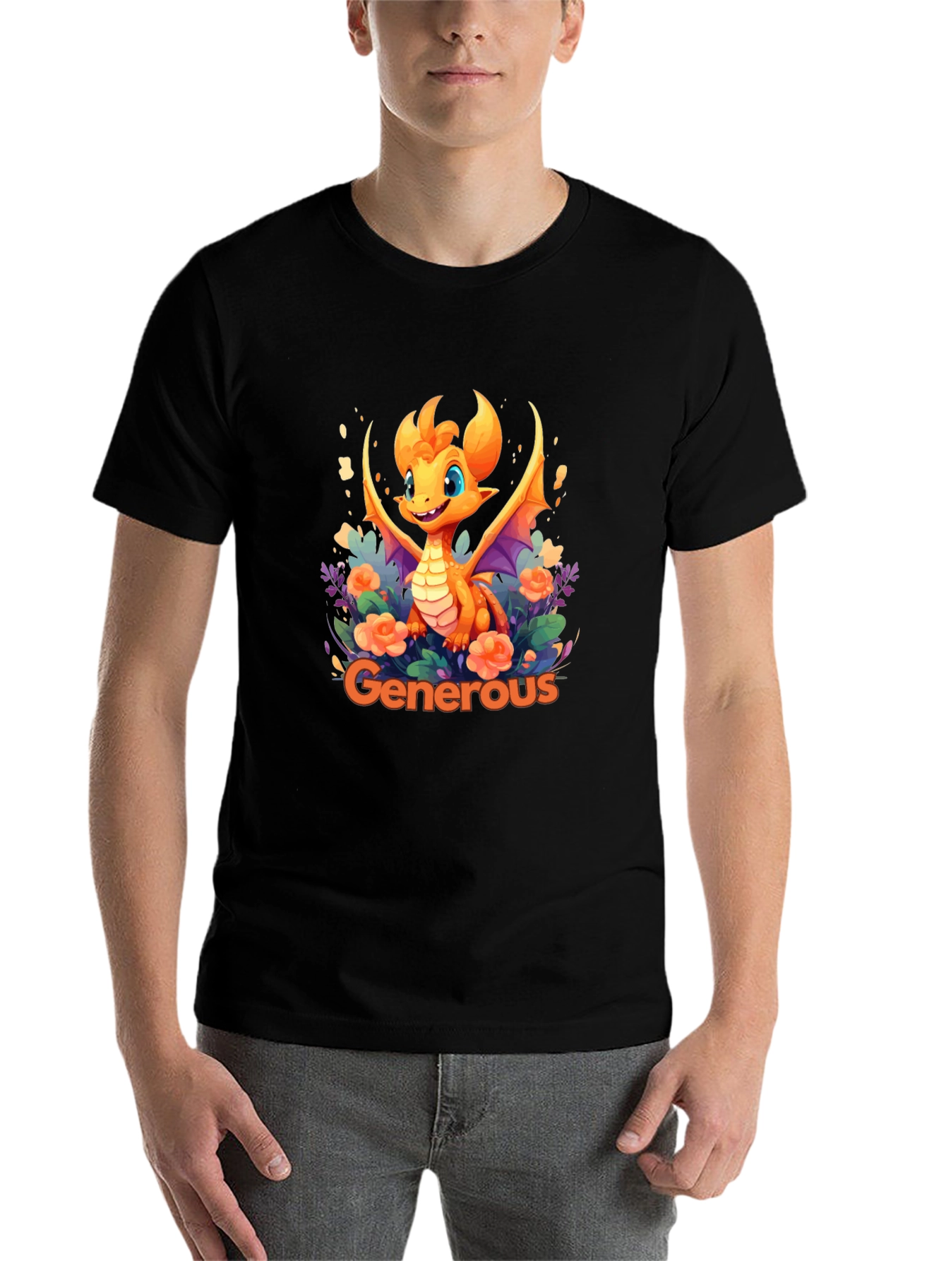 Black Generous Dragon Graphic T-Shirt view 7