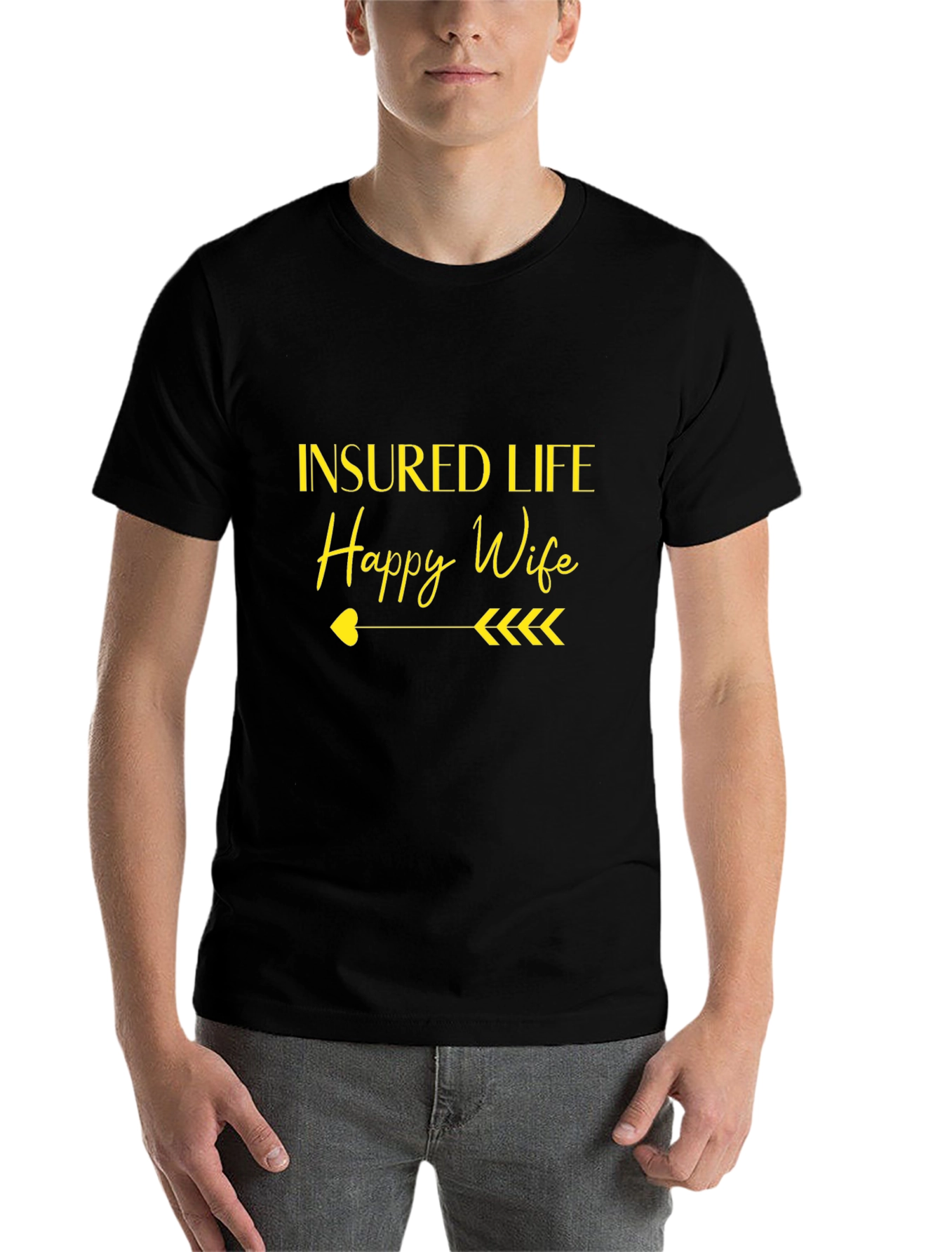 Black Insured Life Happy Wife Black Graphic Tee view 7
