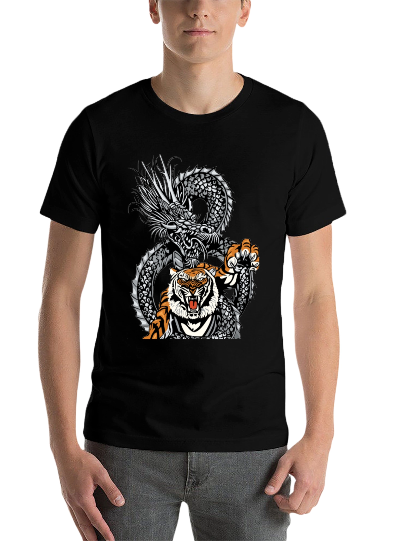 Black Dragon and Tiger Graphic Tee - Bold Streetwear view 7