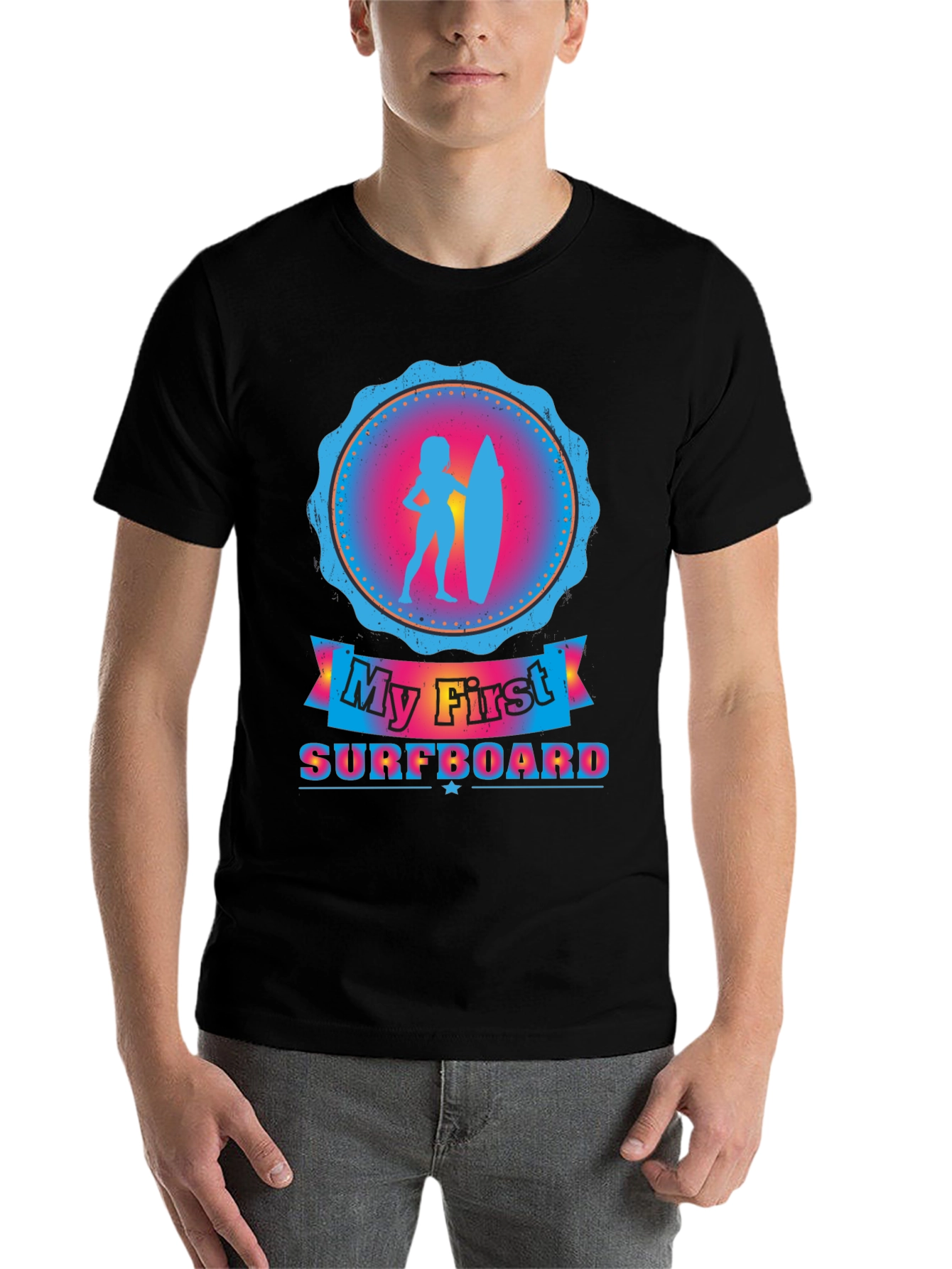 Black My First Surfboard Tee - Black view 7