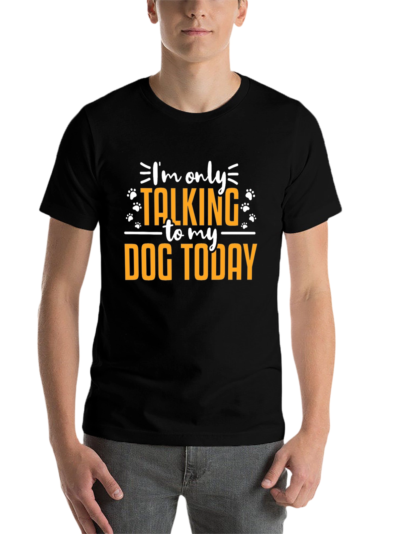 Black Dog Lover T-Shirt - Talking to My Dog Today - Casual Wear view 7