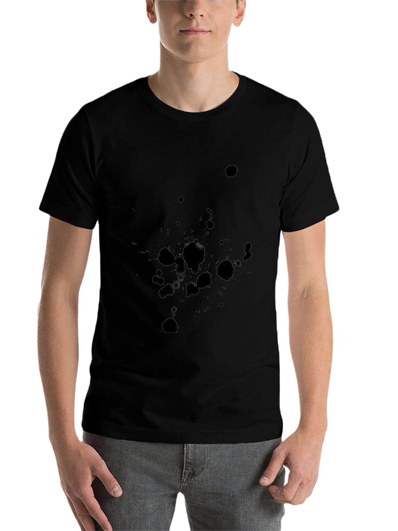 Black Black Splatter Graphic Tee - Men's Casual T-Shirt view 7