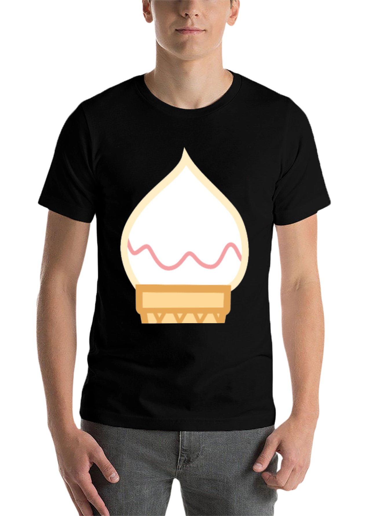 Black Ice Cream Cone Graphic Tee - Black Cotton T-Shirt view 7