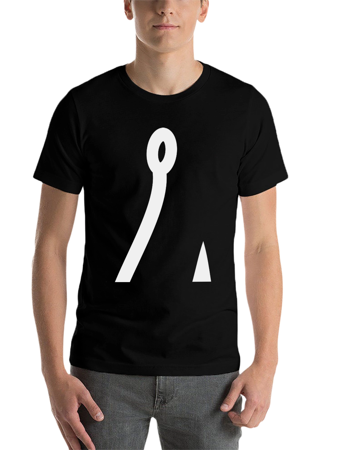 Black Minimalist Graphic Tee - Black Cotton Blend Shirt view 7