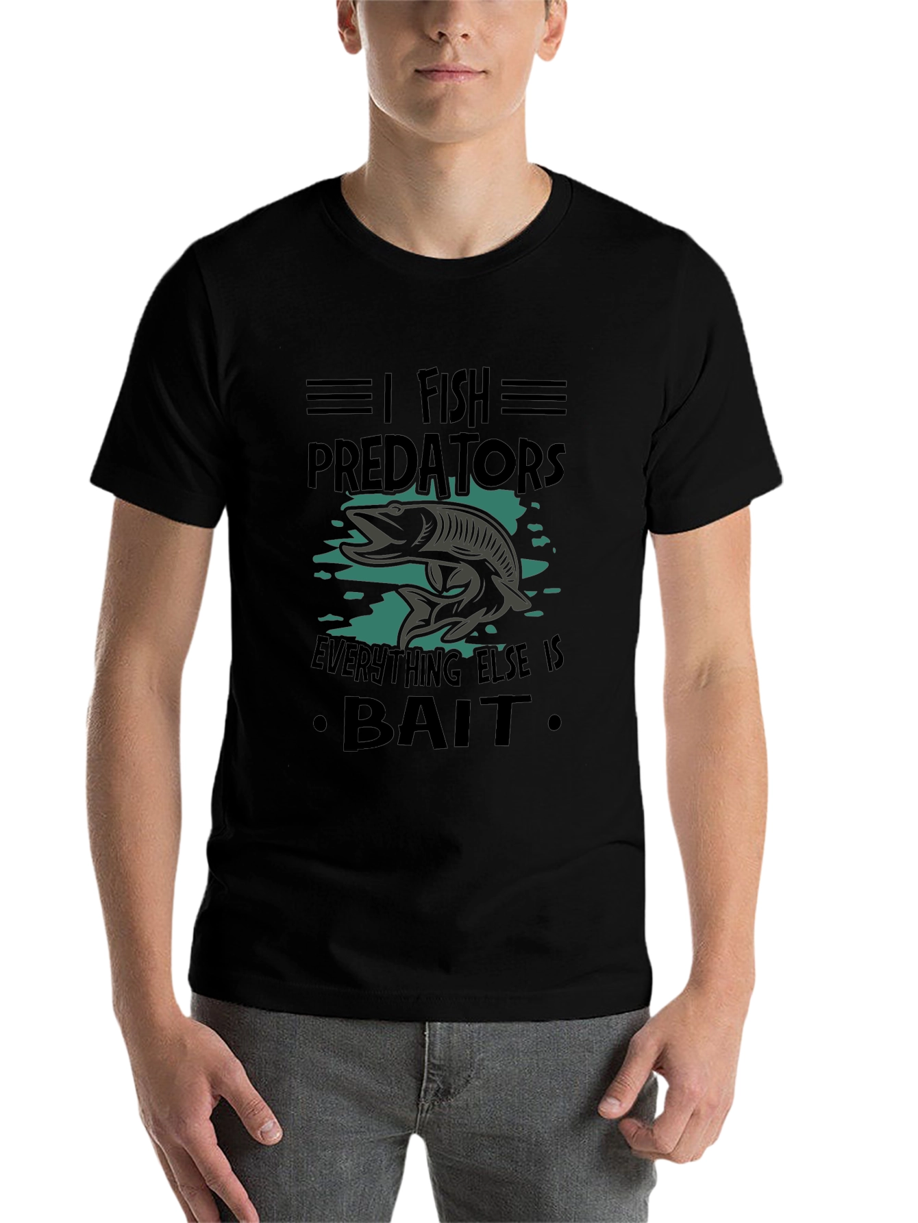Black I Fish Predators Black T-Shirt view 7