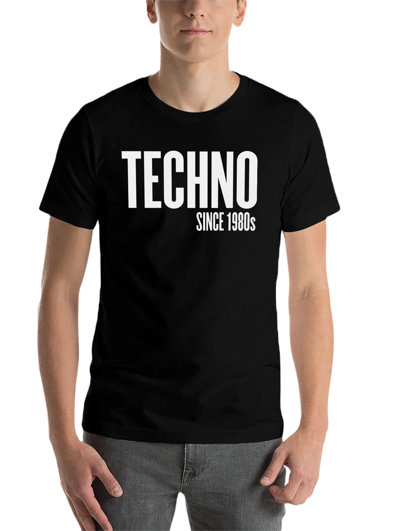 Black Techno Since 1980s Graphic T-Shirt view 7