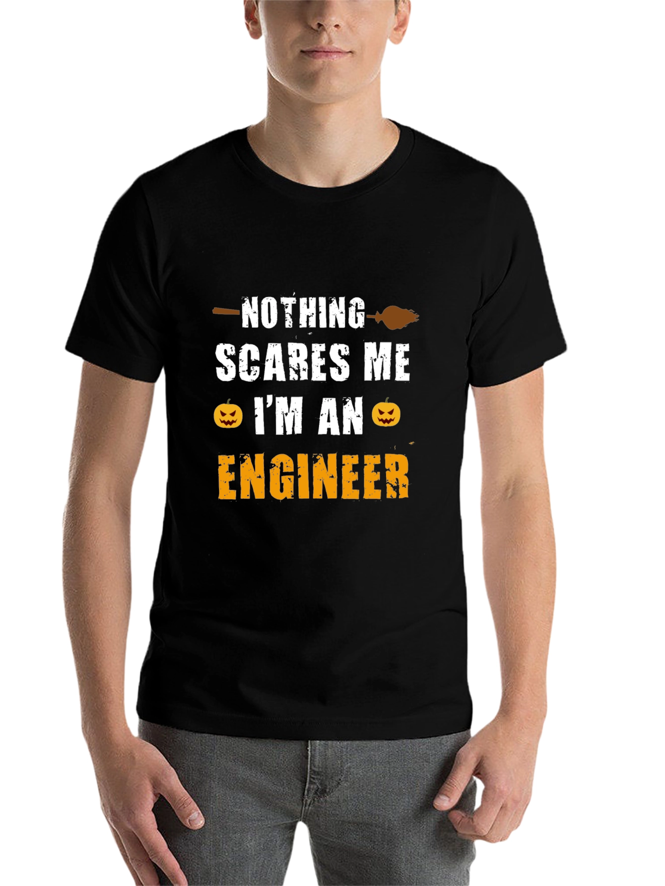 Black Nothing Scares Me I'm An Engineer T-Shirt view 7